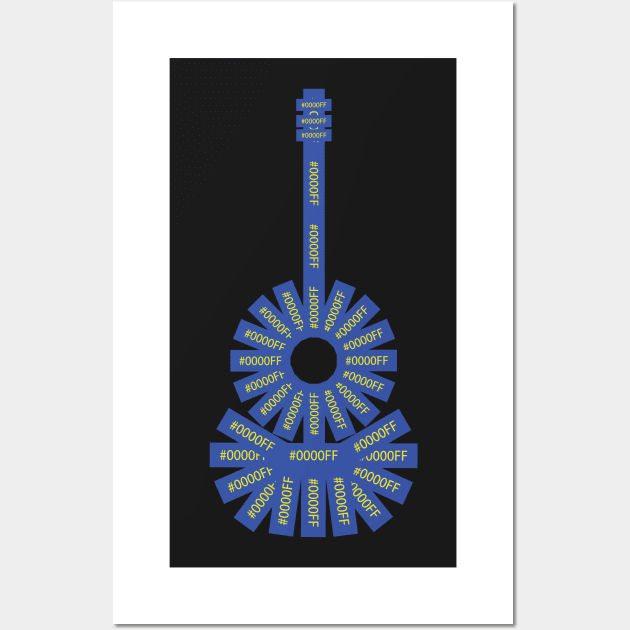 #0000FF Blues Guitar Wall Art by pelagio